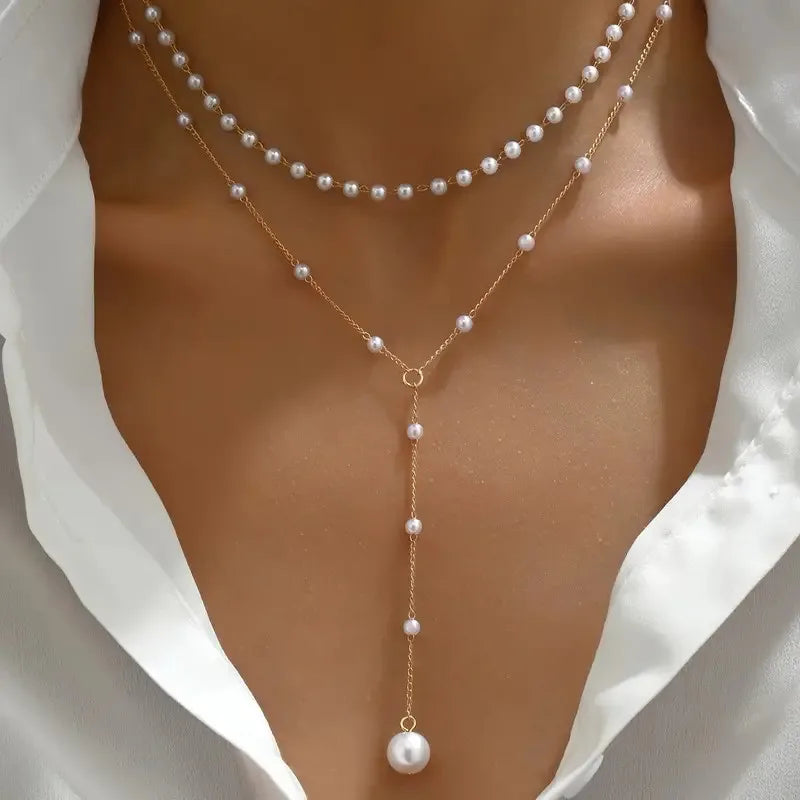 Two-Tier Pearl Drop Necklace
