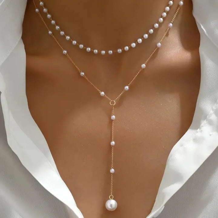 Two-Tier Pearl Drop Necklace