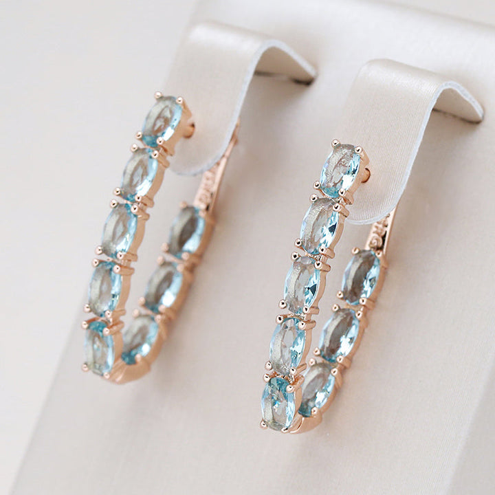 Gold Turquoise and Zirconia Elegant Earrings