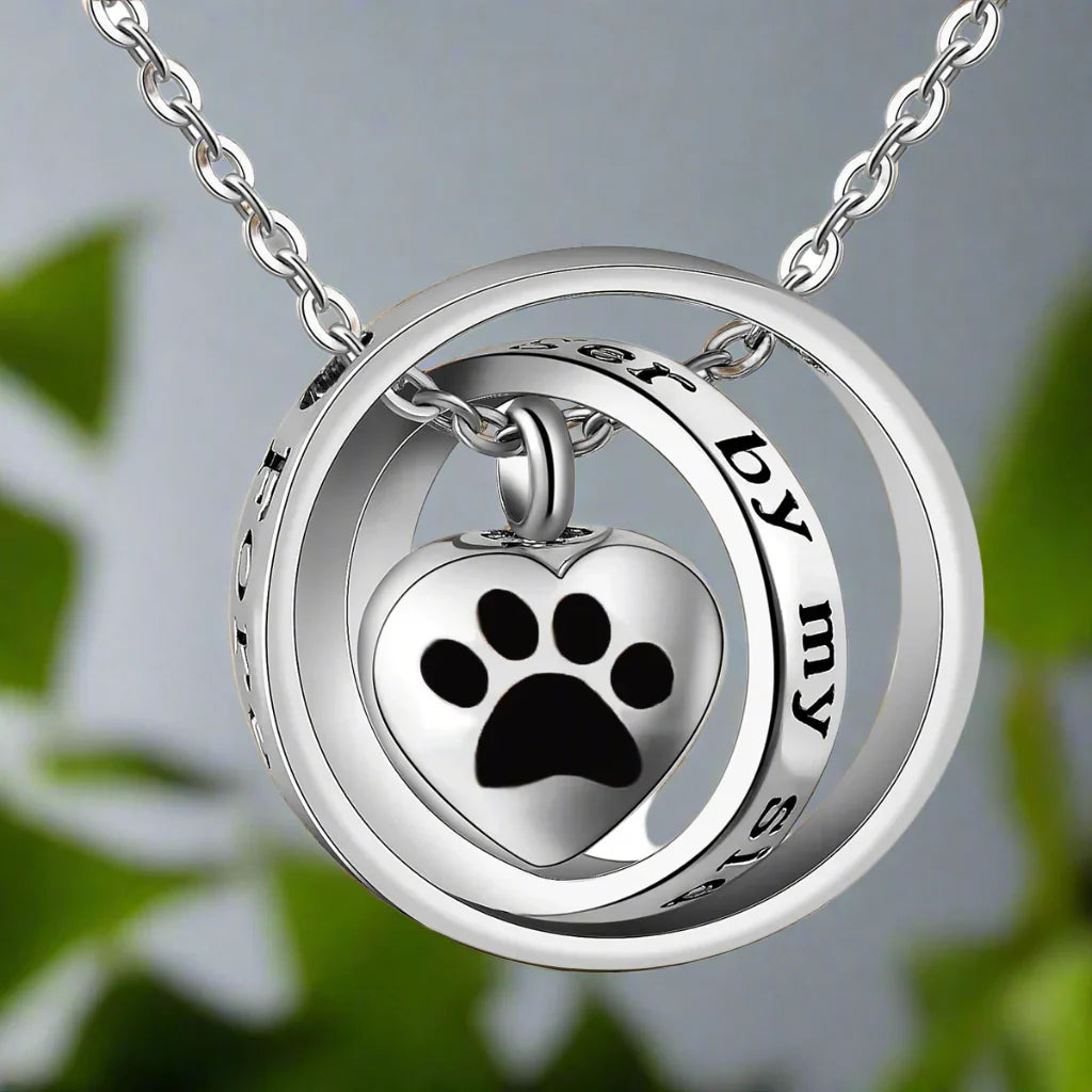 Forever in My Heart Paw Urn Necklace – Stainless Steel