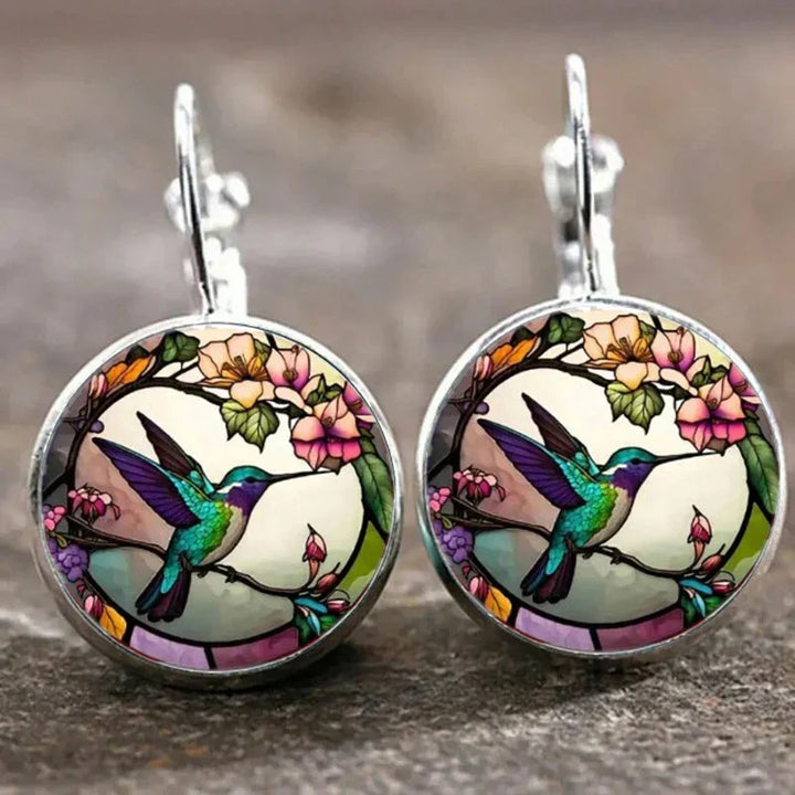 Crystal Hummingbird Pendant Necklace with Dome