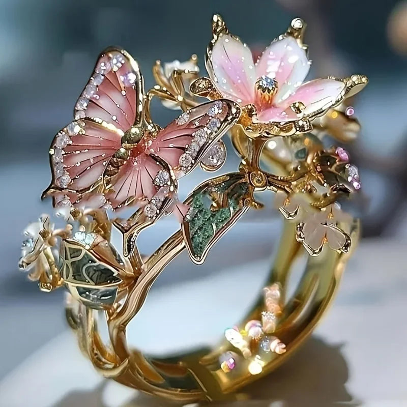 Radiant Butterfly Ring with Zirconia
