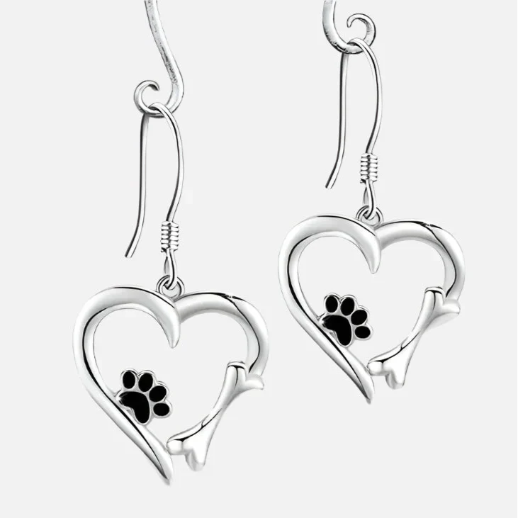 Heart & Paw Silver Earrings