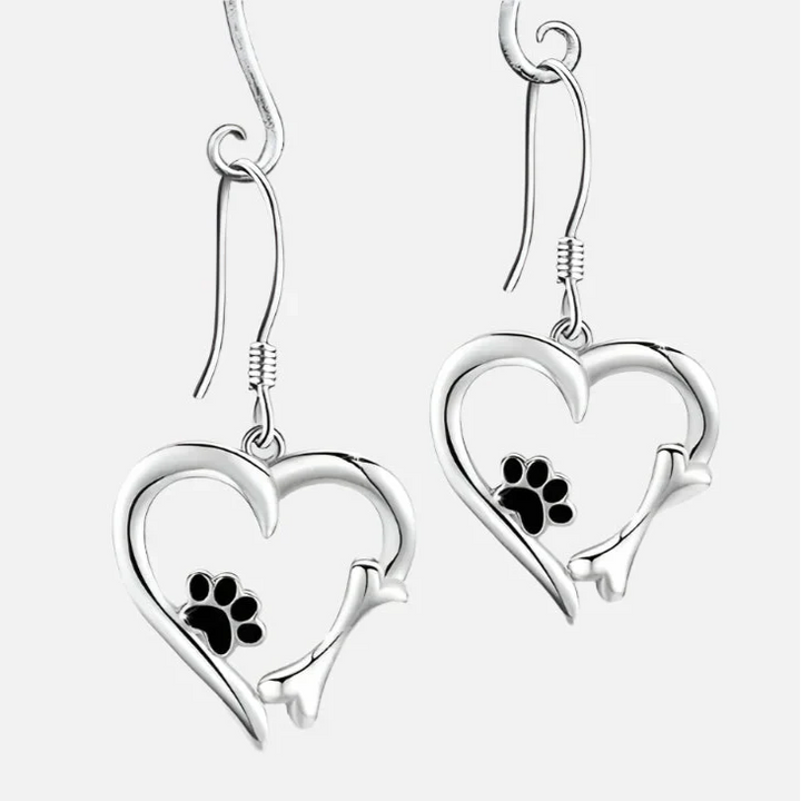 Heart & Paw Silver Earrings