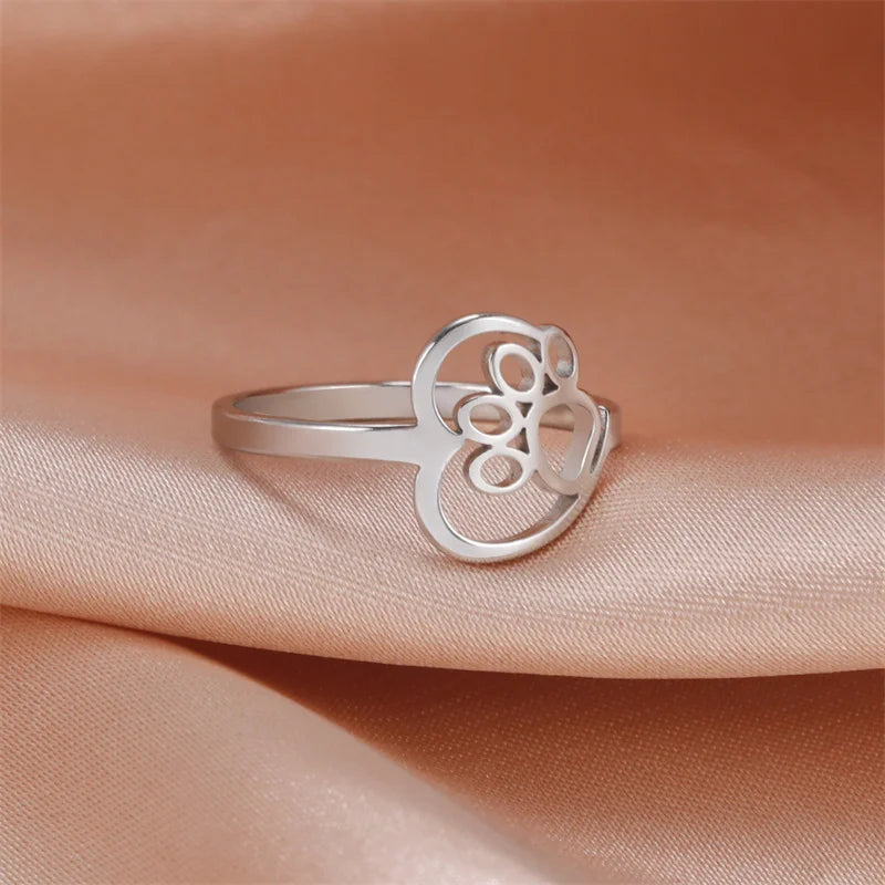 Adjustable Heart & Paw Ring