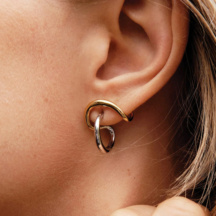 Gold Bicolor Intertwined Earrings