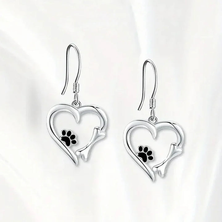 Heart & Paw Silver Earrings