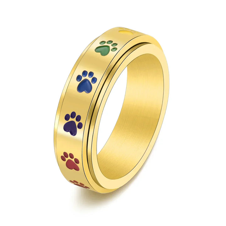 Rainbow Print Stress Relief Spinning Ring in Stainless Steel