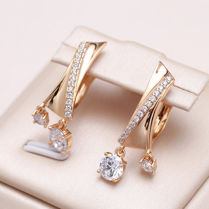Chic Gold Irregular Earrings with Cubic Zirconia