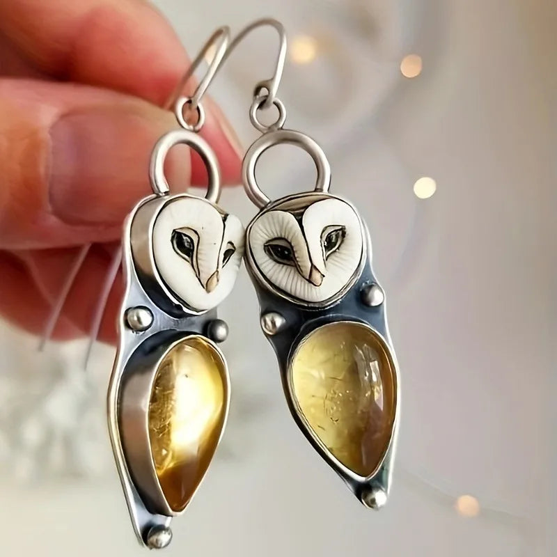 Bohemian Owl Drop Earrings