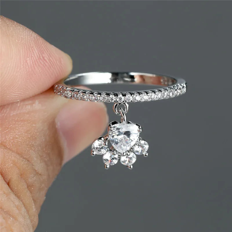 Gold and Silver Paw Heart Ring