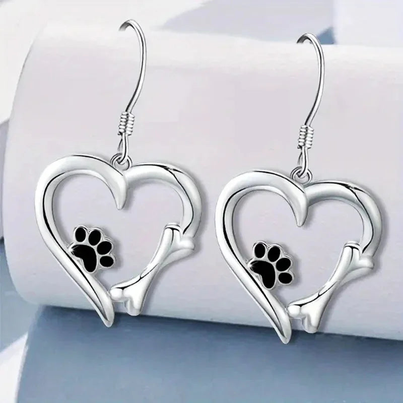 Heart & Paw Silver Earrings