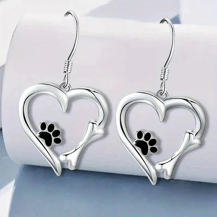 Heart & Paw Silver Earrings