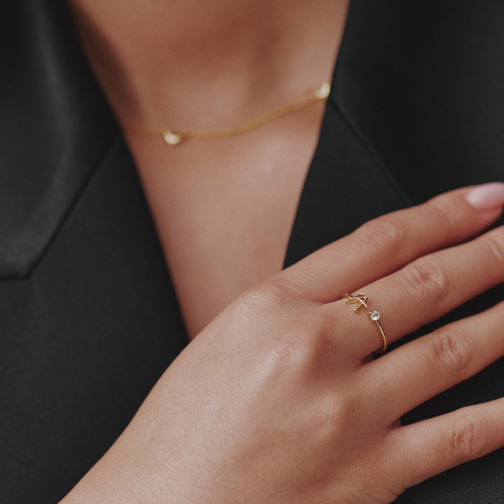 Adjustable Gold Letter Ring