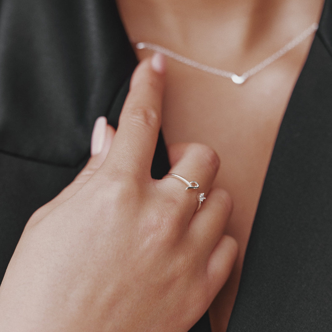 Adjustable Silver Initial Ring