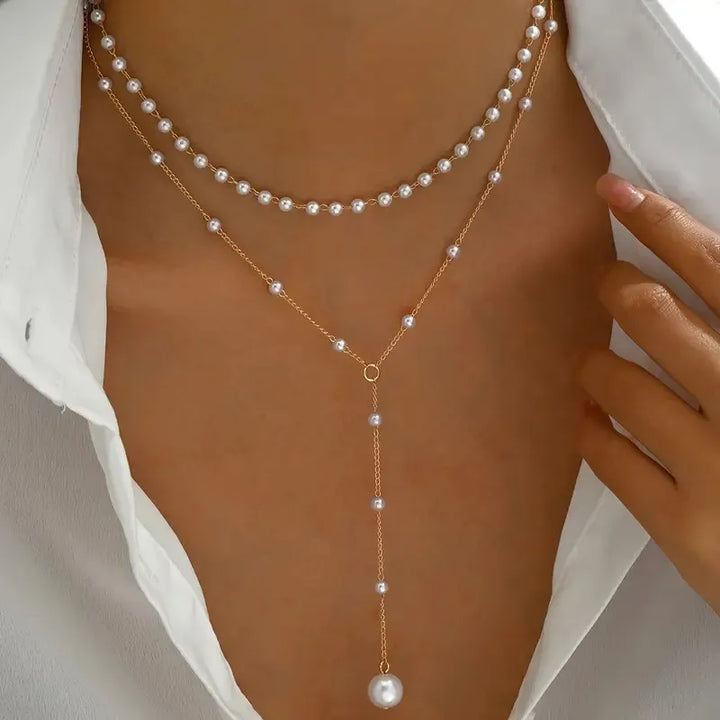 Two-Tier Pearl Drop Necklace