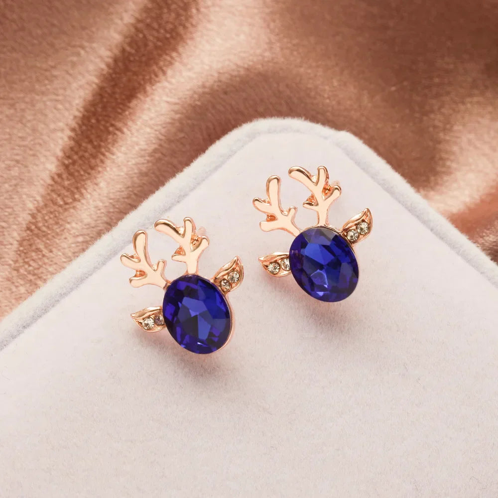 Christmas Reindeer Crystal Studs