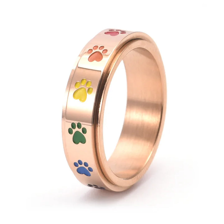 Rainbow Print Stress Relief Spinning Ring in Stainless Steel