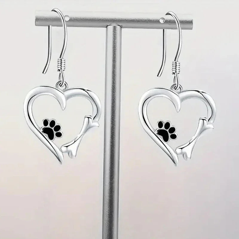 Heart & Paw Silver Earrings