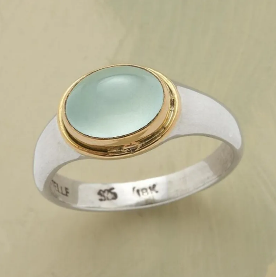 Green Diamond Silver Ring