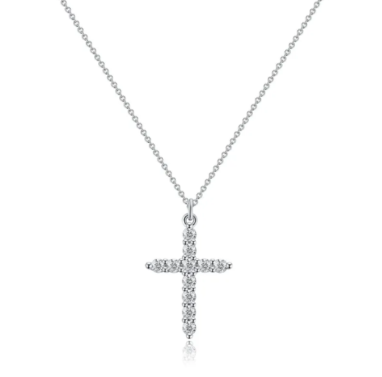 Cross and Diamond Crown Necklace