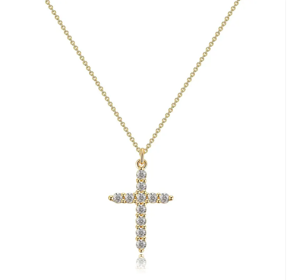 Cross and Diamond Crown Necklace