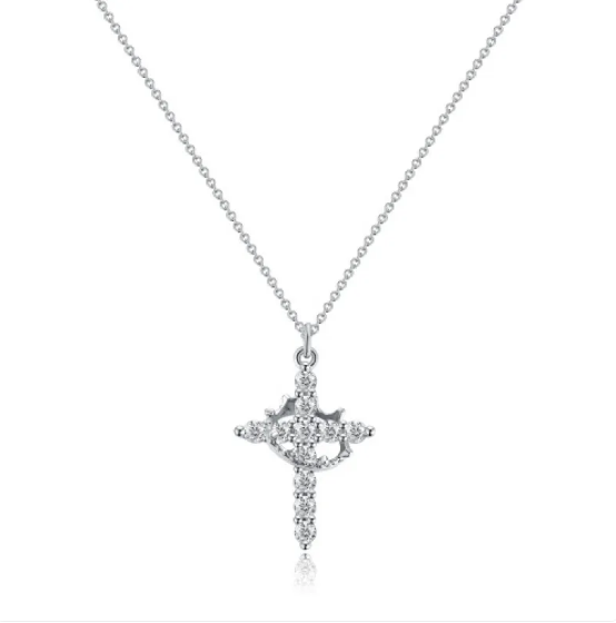 Cross and Diamond Crown Necklace