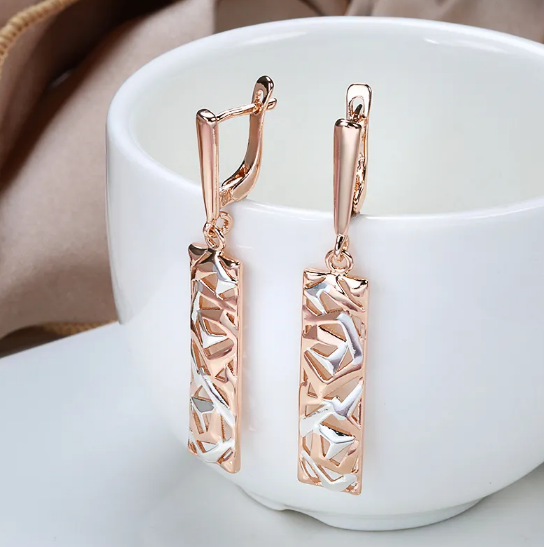 Two-Tone Sculpted Tag Earrings