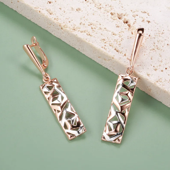 Two-Tone Sculpted Tag Earrings