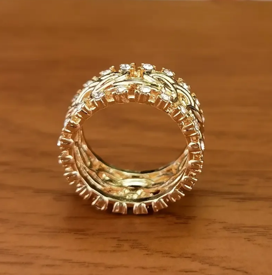 Braided Gold Glass Band Ring