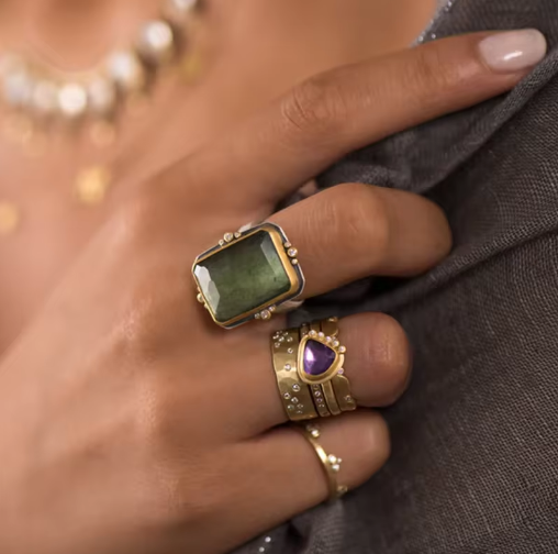Vintage French Square Crystal Ring