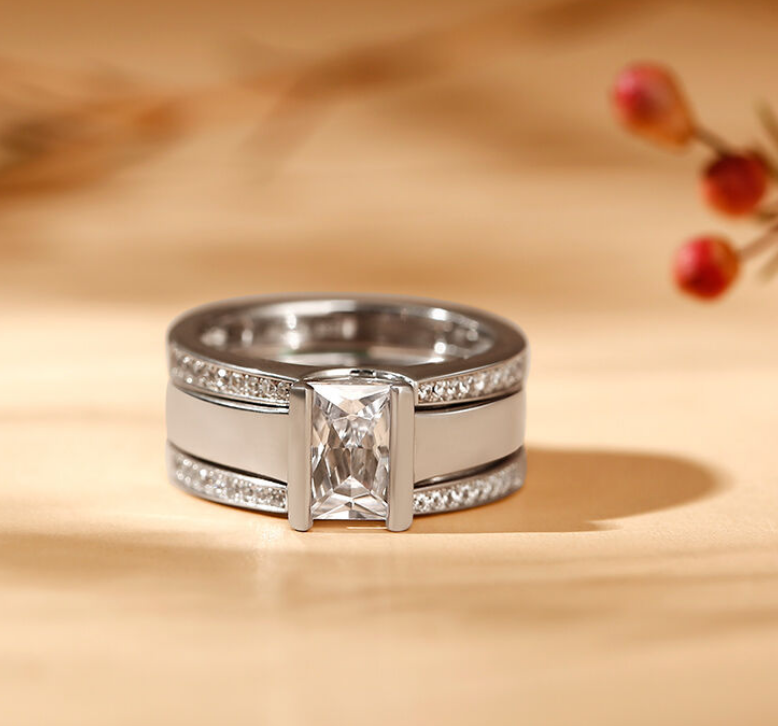 Three-Piece Diamond Ring - European & American Style