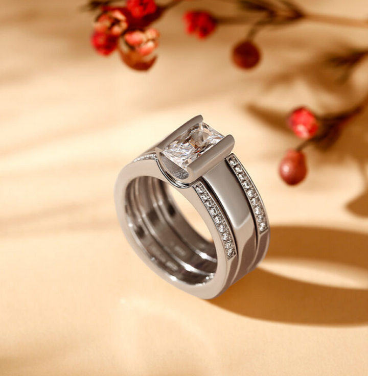 Three-Piece Diamond Ring - European & American Style