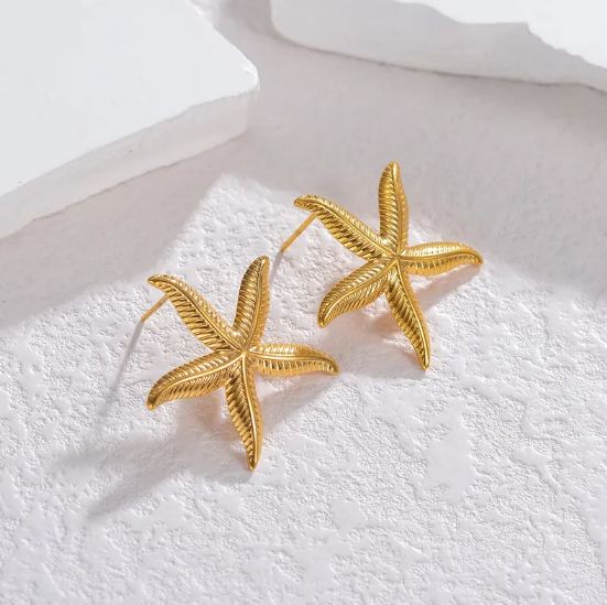 Gold Starfish Earrings" can be rewritten as "Elegant Gold Starfish Earrings.