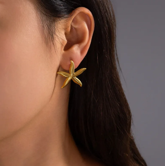 Gold Starfish Earrings" can be rewritten as "Elegant Gold Starfish Earrings.