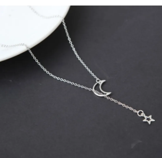 Short Moon and Star Collar Necklace