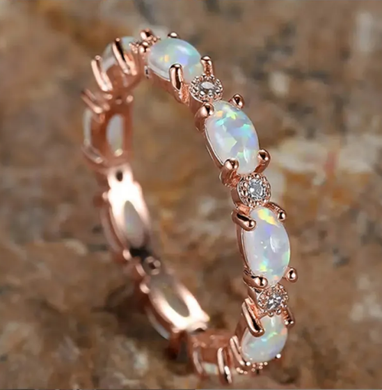 Heart-Shaped Opal and Diamond Platinum Ring