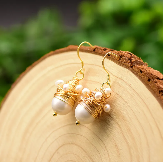 Handcrafted Rice Bead Earrings