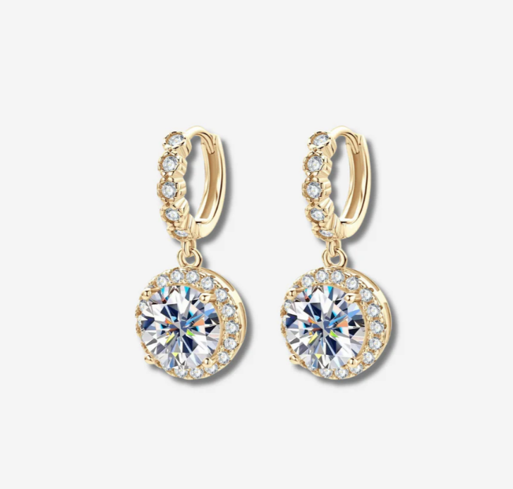 Moissanite Round Drop Earrings