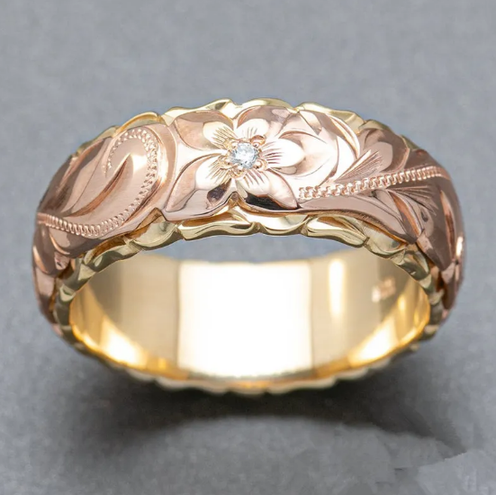Two-Tone Rose Sculpted Ring