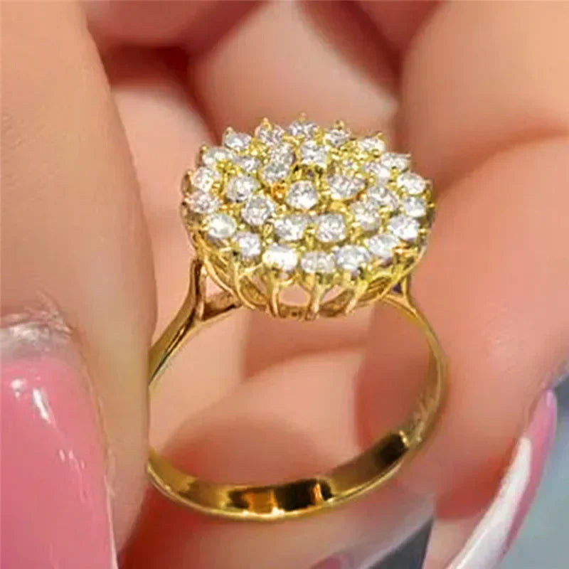 Crystal Flower & Zirconia Ring