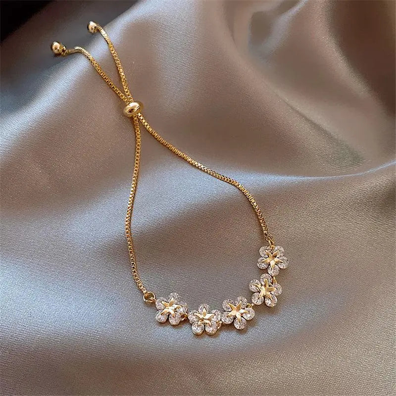 Gold Daisy Crystal Bracelet