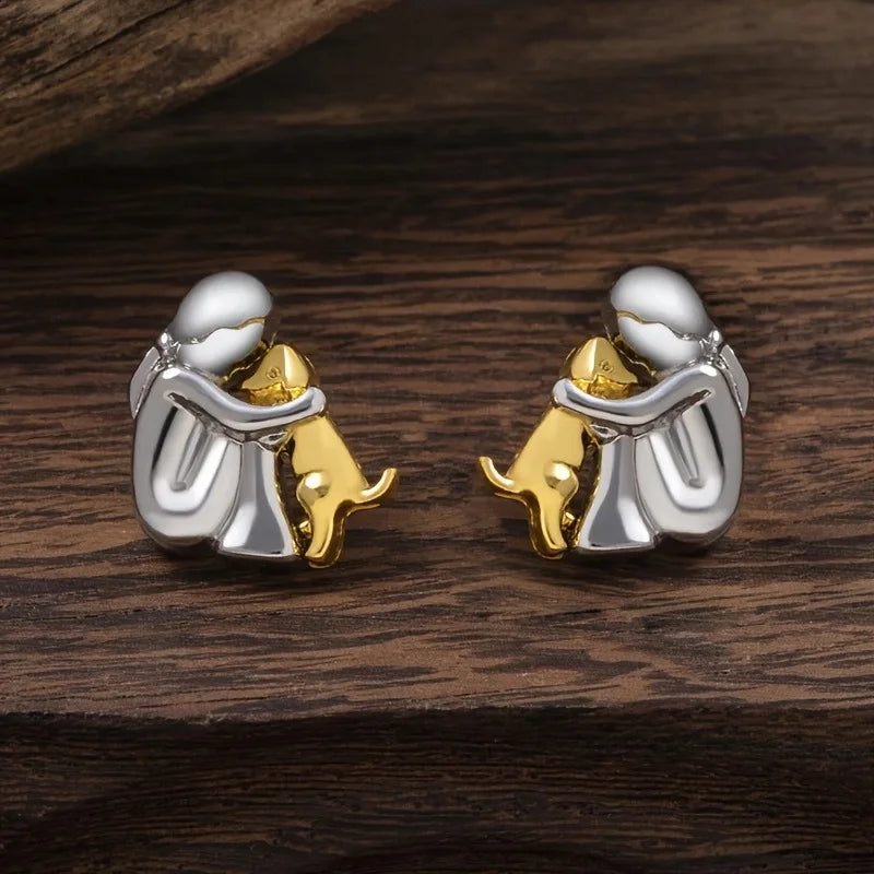 Silver and Gold Bicolor Hug Earrings