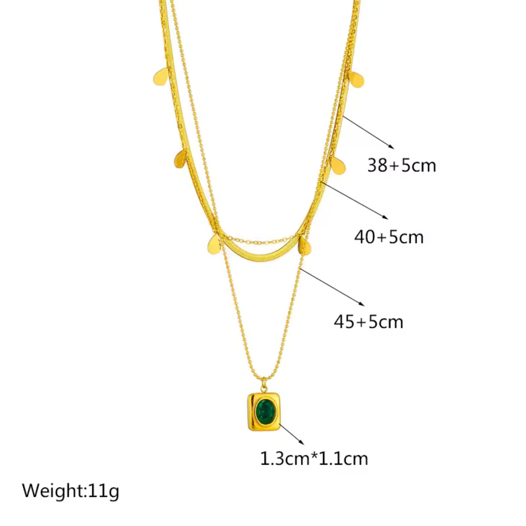 Serenna Gold & Emerald Necklace Set