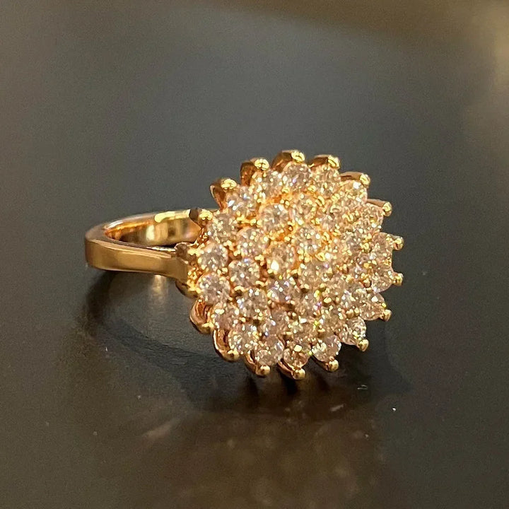 Crystal Flower & Zirconia Ring