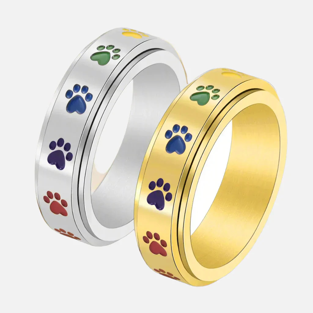 Rainbow Print Stress Relief Spinning Ring in Stainless Steel