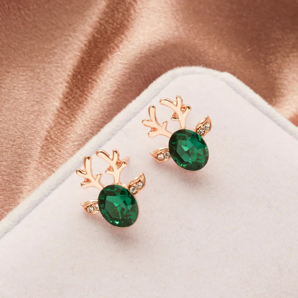 Christmas Reindeer Crystal Studs