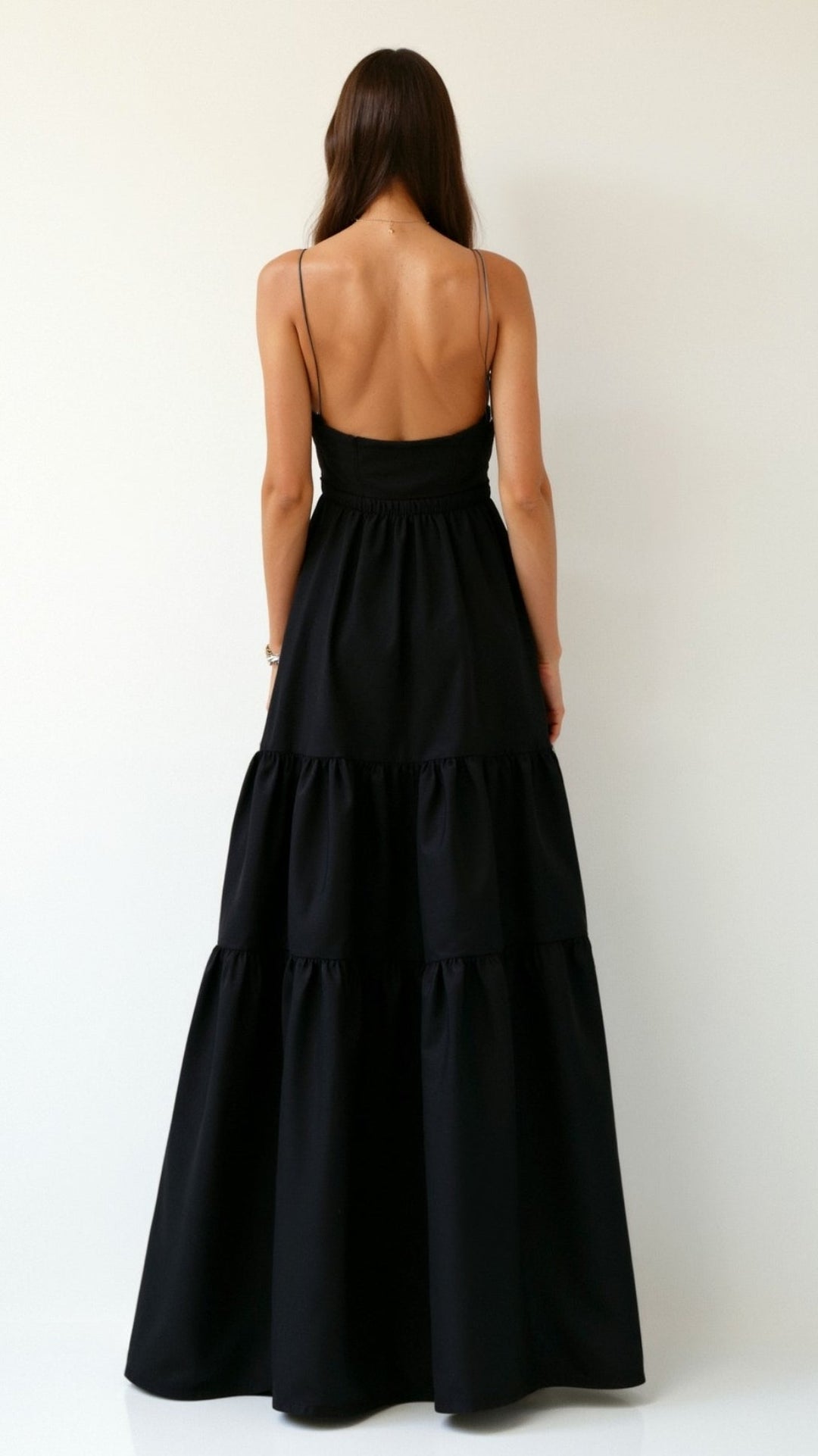 Victoria Halter Neck Backless Black Maxi Dress