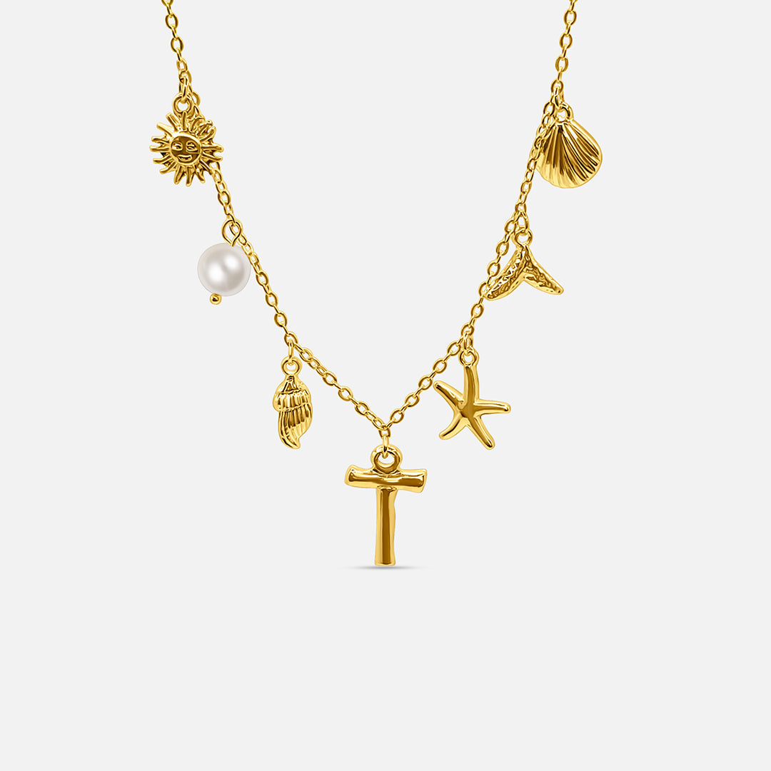 Gold Letter Ocean Collar