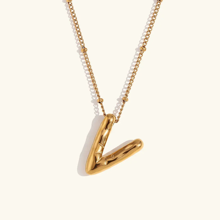 Balloon Initial Gold Necklace
